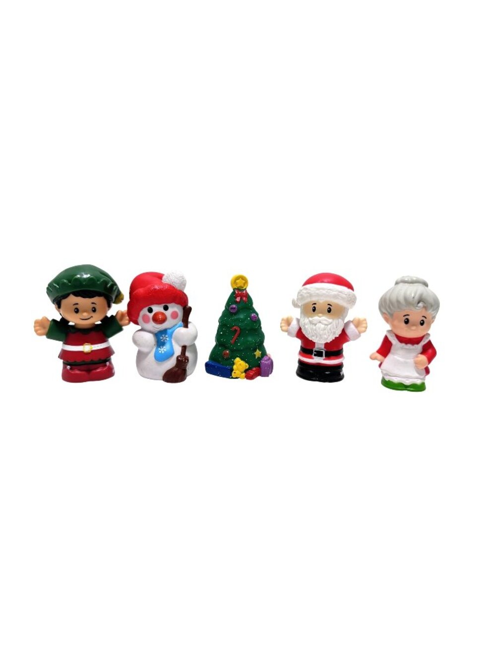 Fisher Price Little People Snowman Tree ELf Mrs Claus and Santa Figures